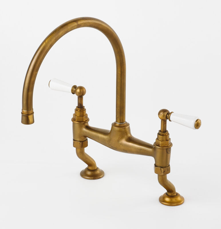 Aged brass bathroom finish on a solid brass tap