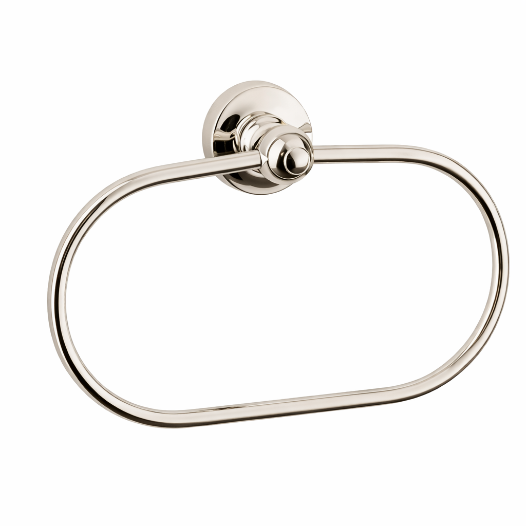 Silver towel ring on a white background