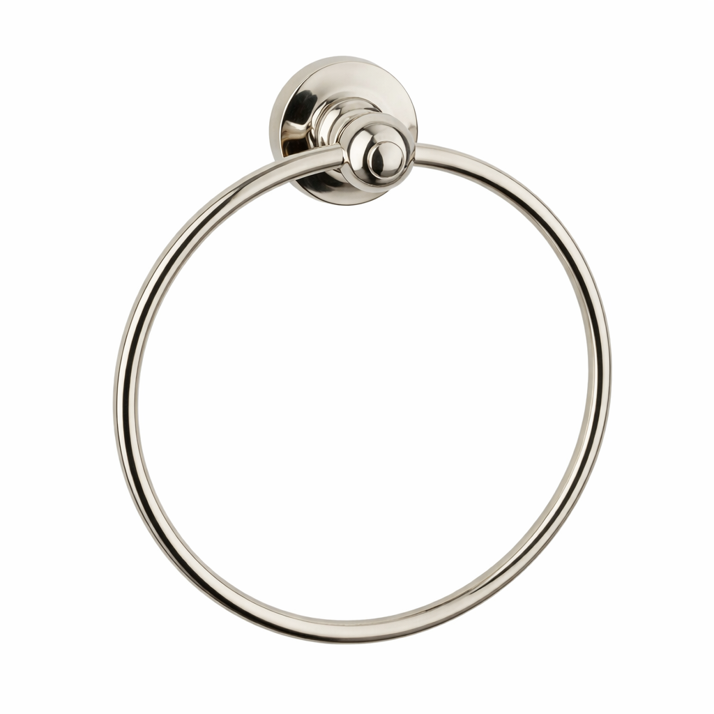 Silver towel ring on a white background