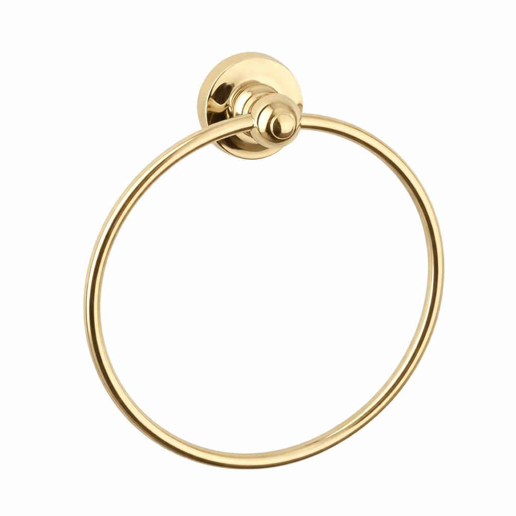 Gold towel ring on a white background